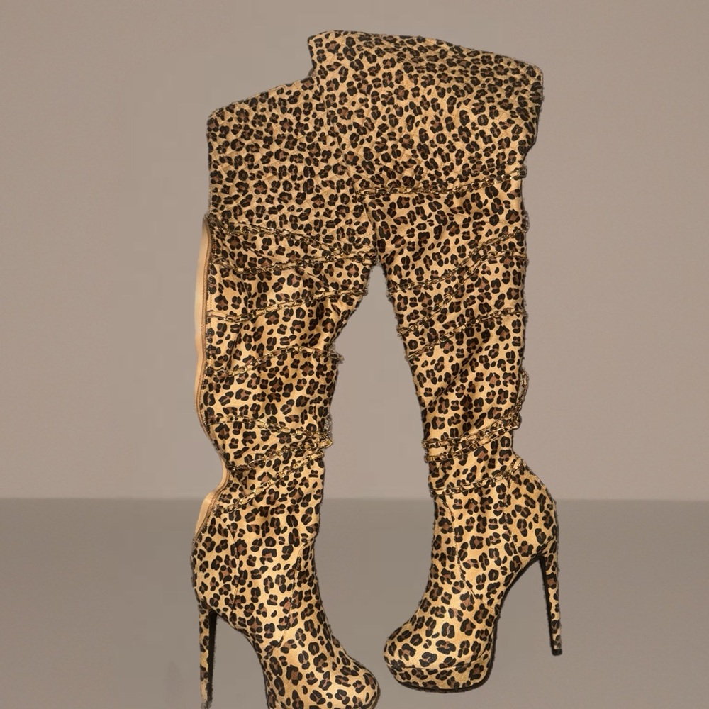 Leopard Print Over-the-Knee Boots